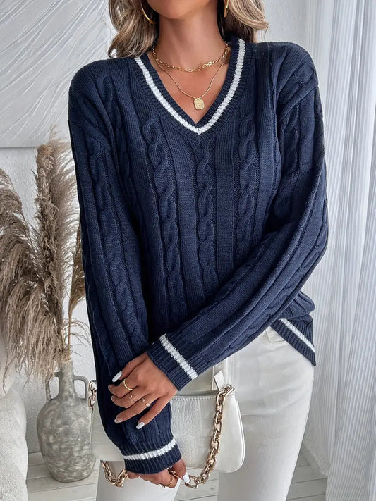 WW | Damen Gemütlicher V-Ausschnitt Pullover Stilvolles Herbst-Essential