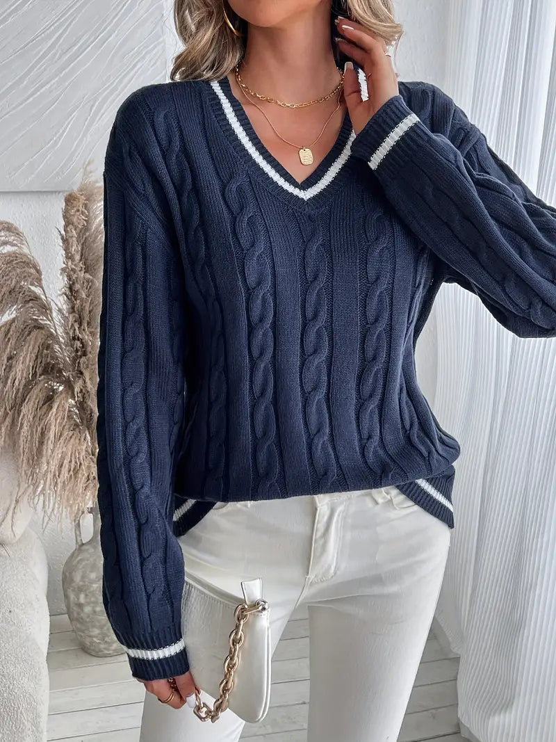 WW | Women's Cozy V-Neck Sweater Stylish Autumn Essential