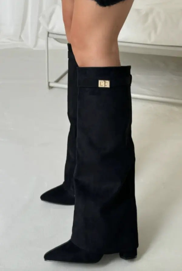 WW | Women's Ankle Hip Trousers - Elegant Black Leather Footwear for Style and Comfort