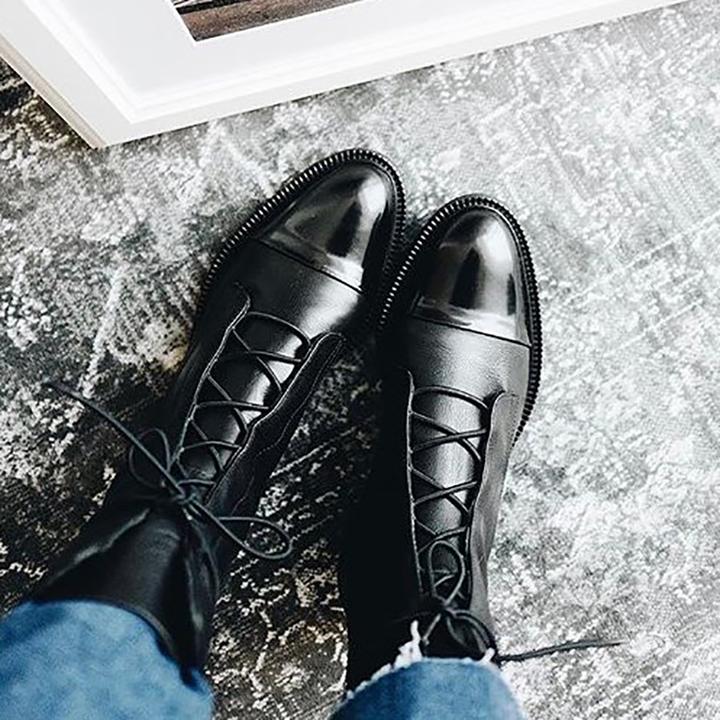 WW | Damen Leder Absatzstiefel Elegante & Vielseitige Schuhe