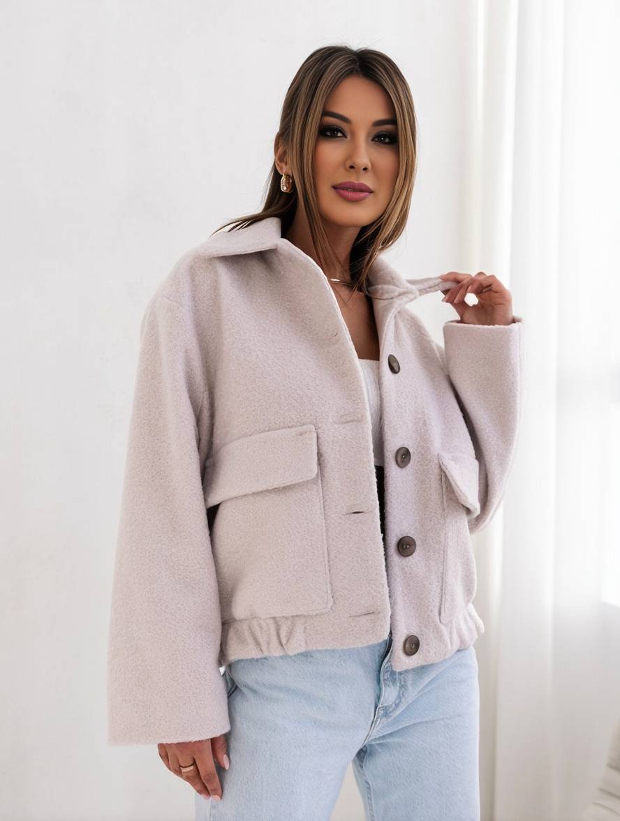 WW | Women's Casual Coat – Wool Blend – Relaxed Fit – Button Closure – Hip Length