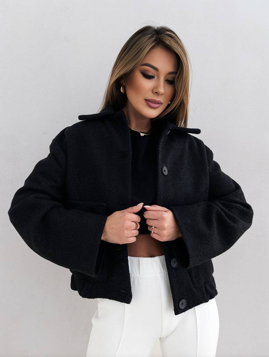 WW | Women's Casual Coat – Wool Blend – Relaxed Fit – Button Closure – Hip Length