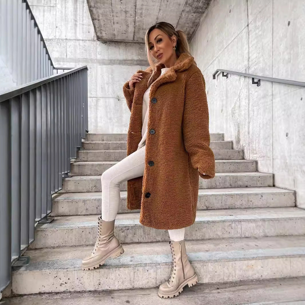 WW | Oversized Wollmischung Langmantel mit Reverskragen - Stilvoller Wintermantel für Damen