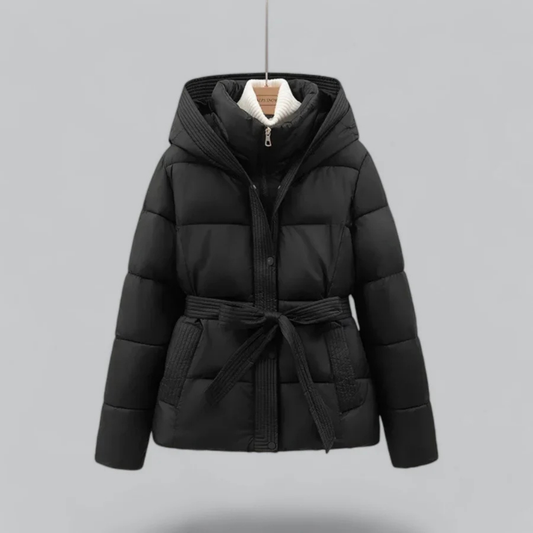 WW | Warme Gürtelsaum-Hooded Puffer-Jacke für den Winterstil der Damen