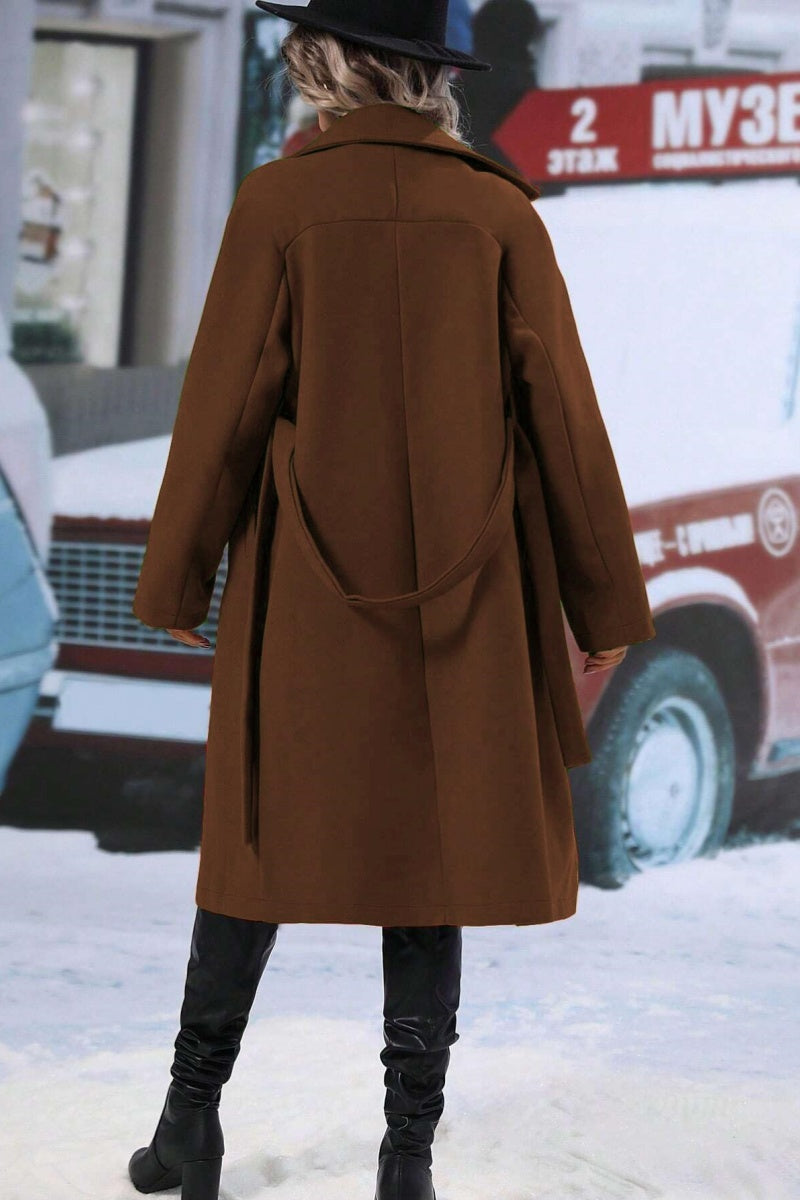 WW | Wool blend long trench coat, double-breasted design, loose fit for winter