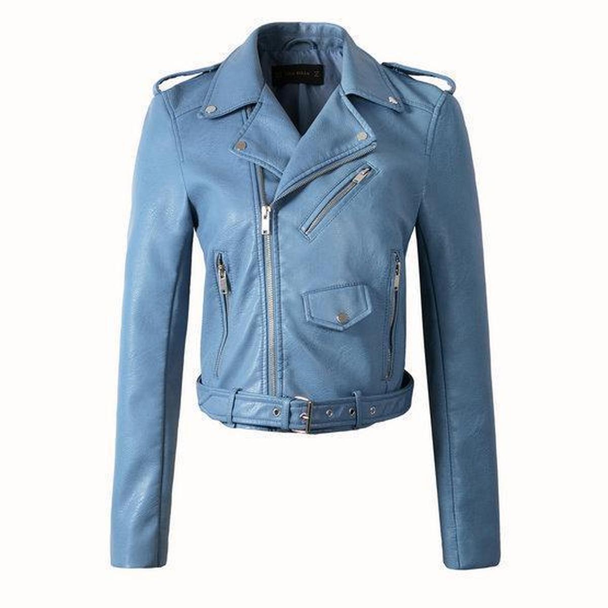 WW | Damen Asymmetrische Reißverschluss PU-Lederjacke