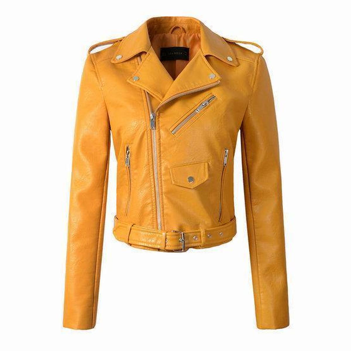WW | Damen Asymmetrische Reißverschluss PU-Lederjacke