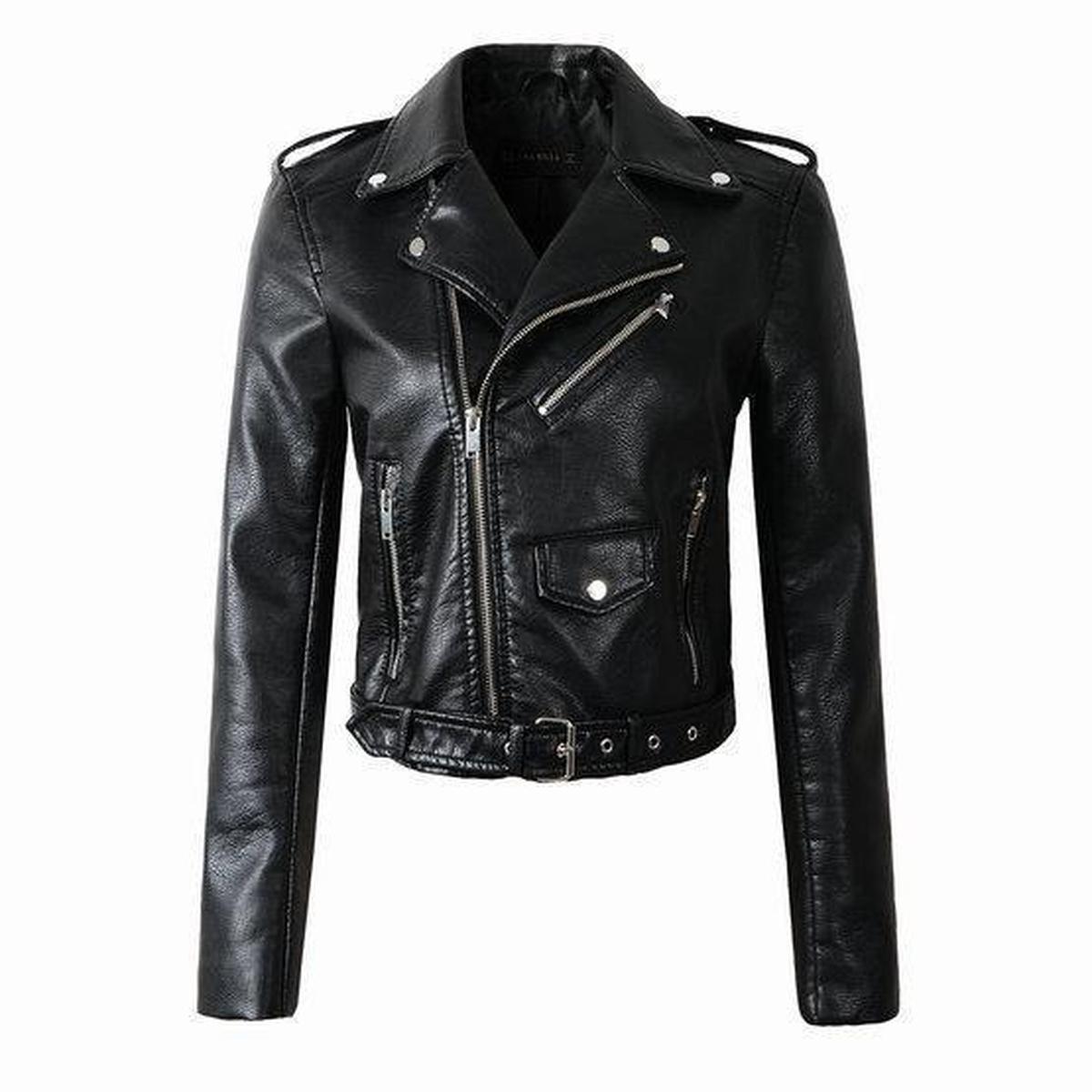 WW | Damen Asymmetrische Reißverschluss PU-Lederjacke