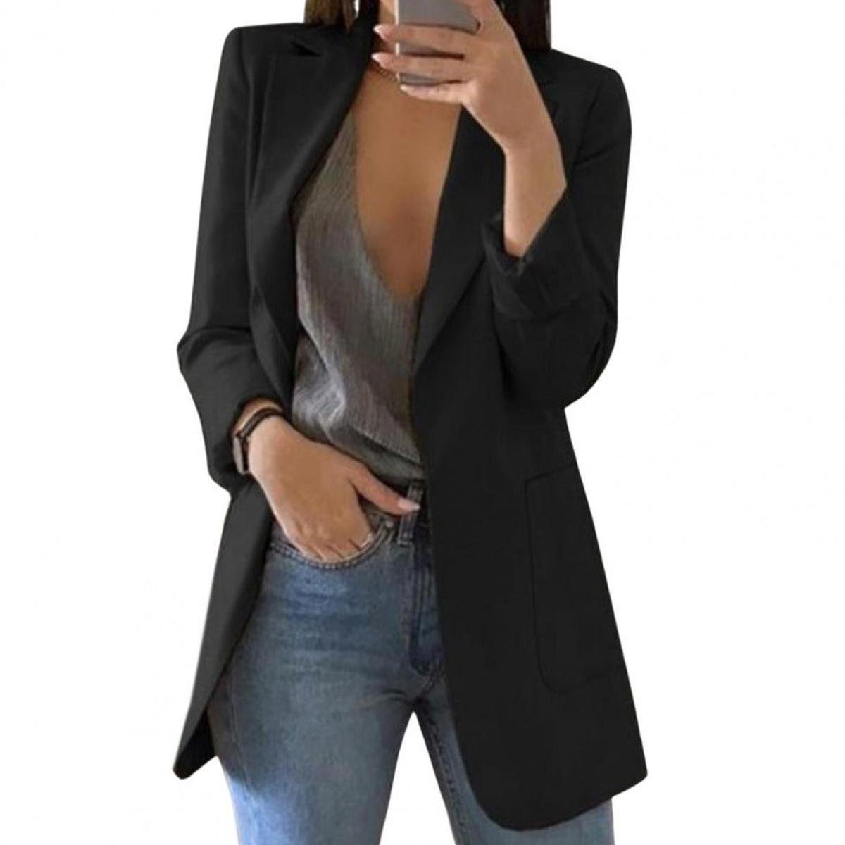 WW | Damen Herbst Blazer Jacke mit Großen Taschen