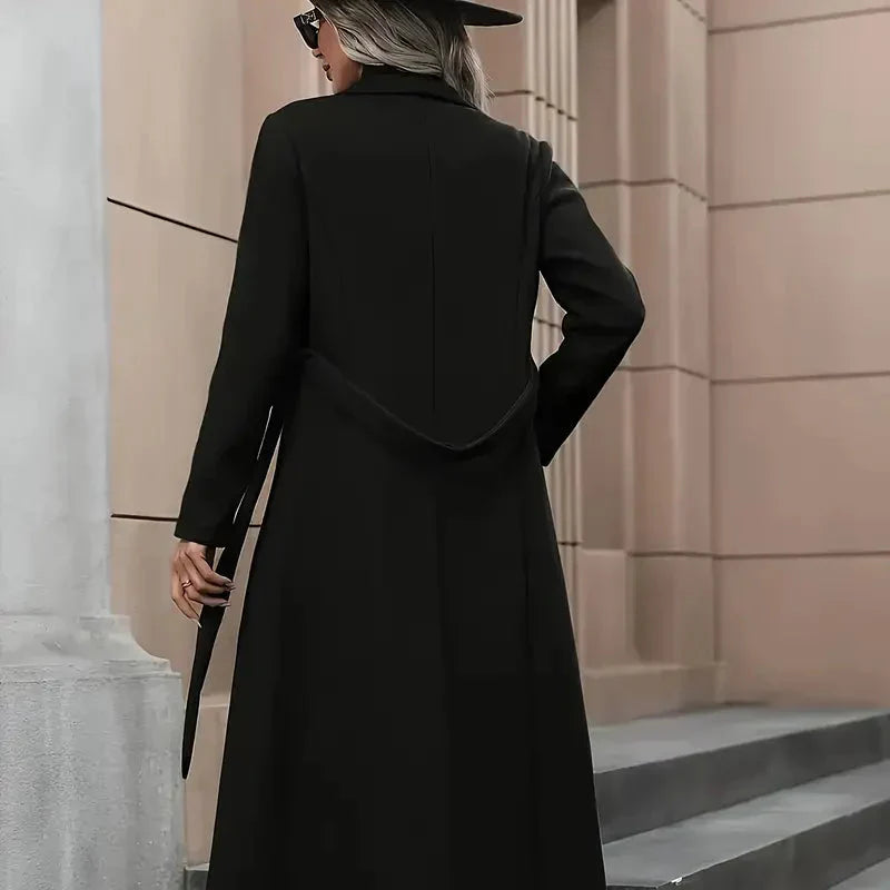 WW | Damen Lange Gürtel Trenchcoat Taillierte Passform