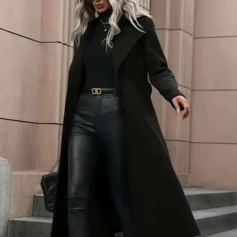 WW | Damen Lange Gürtel Trenchcoat Taillierte Passform