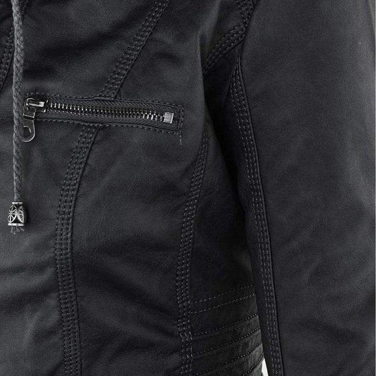 WW | Damen Schwarze Kapuzenjacke mit Reißverschluss