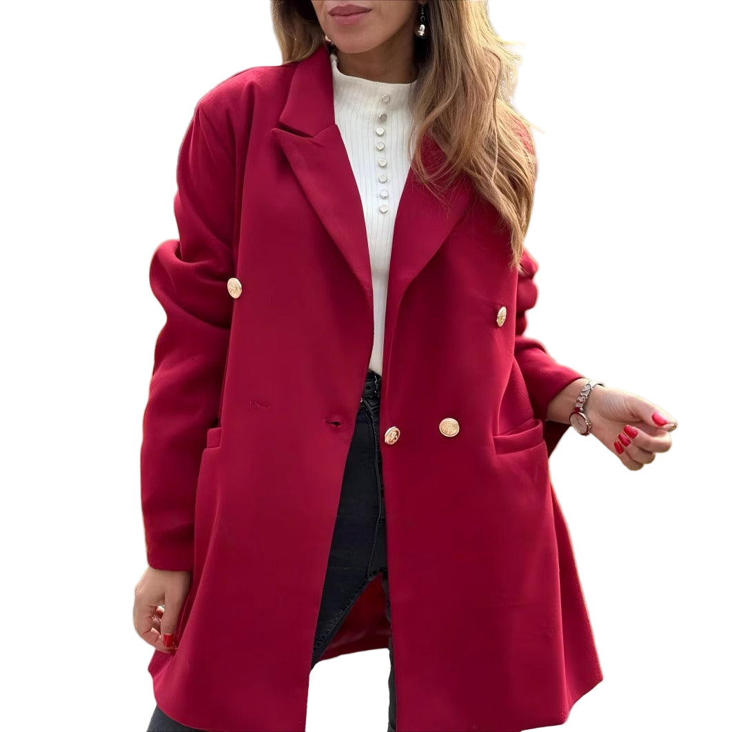 WW | Damen Oversized Blazer Jacke Doppelknopf Stil