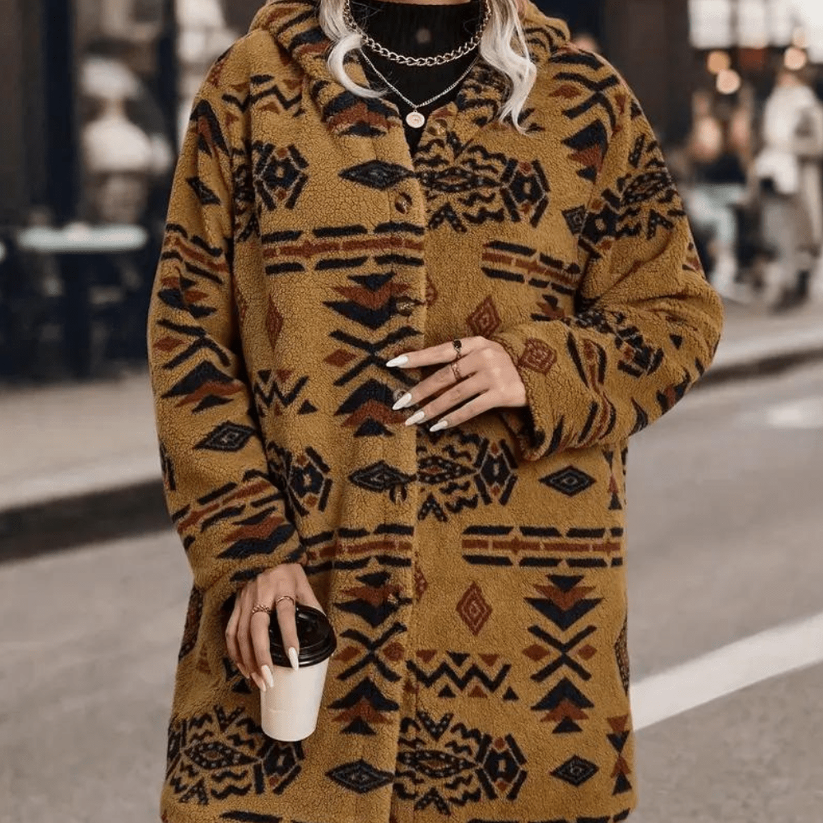 WW | Damen Kamel Kapuzen Winterjacke