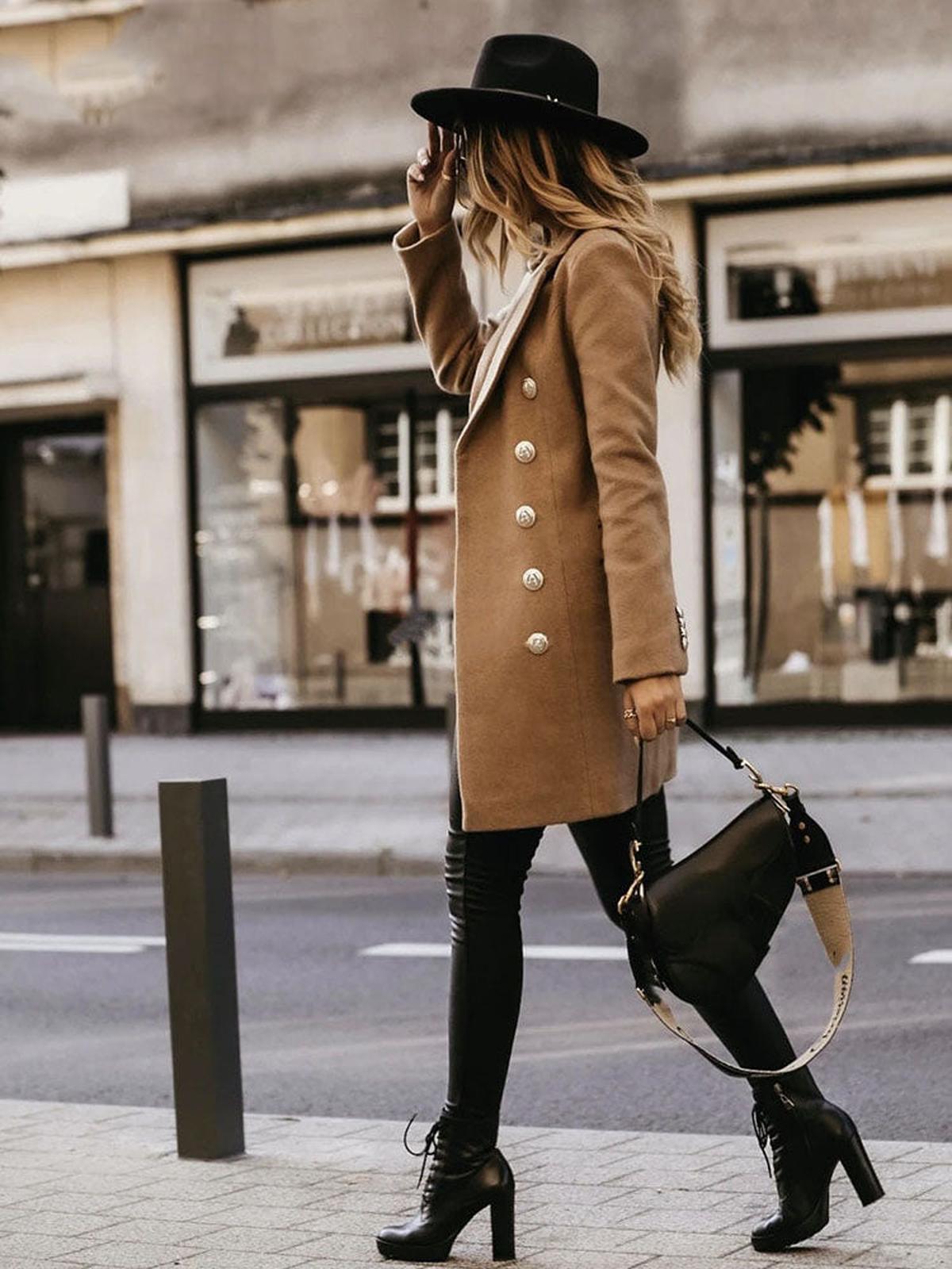 WW | Damen Klassischer Trenchcoat mit Gürtel und Knöpfen