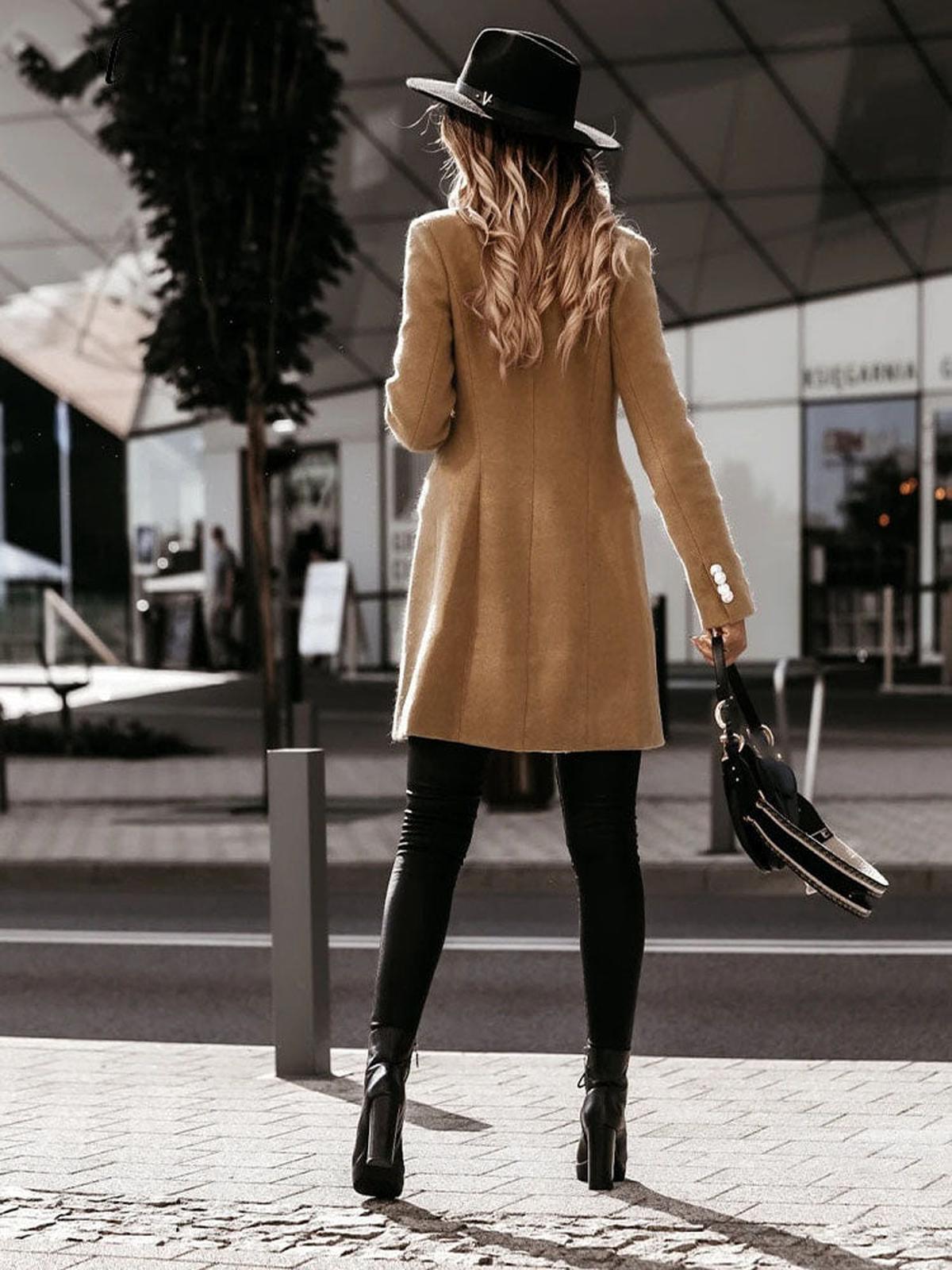 WW | Damen Klassischer Trenchcoat mit Gürtel und Knöpfen