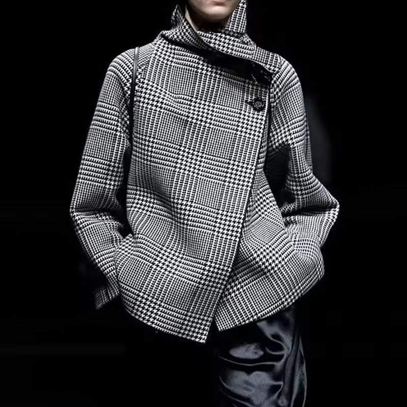 WW | Damen Wollmix Übergröße Jacke Karo Design