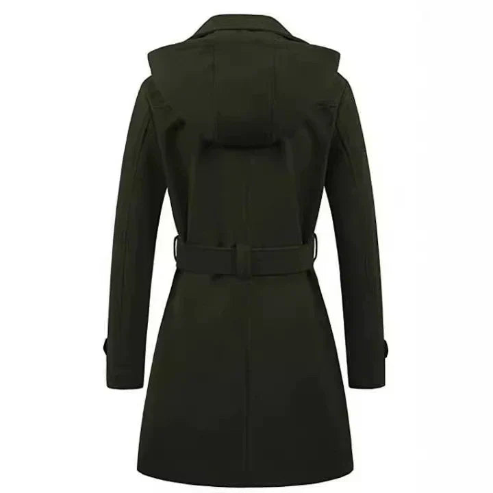 WW | Damen Taillierter Fit Kapuzenmantel mit Gürteltaille