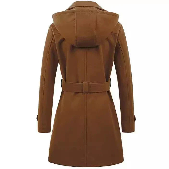 WW | Damen Taillierter Fit Kapuzenmantel mit Gürteltaille