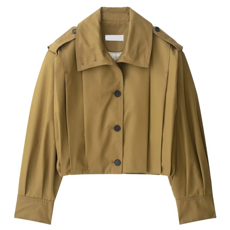 WW | Frauen Relaxed Fit Cropped Jacke Mit Knöpfen Manschetten