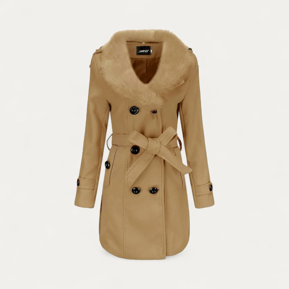 WW | Damen Wendewickeltrenchcoat mit Kunstfell