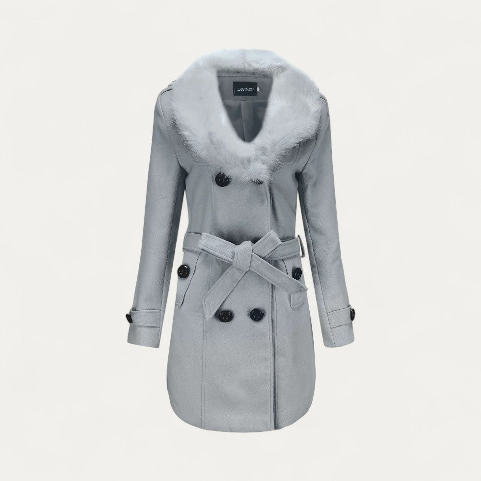 WW | Damen Wendewickeltrenchcoat mit Kunstfell
