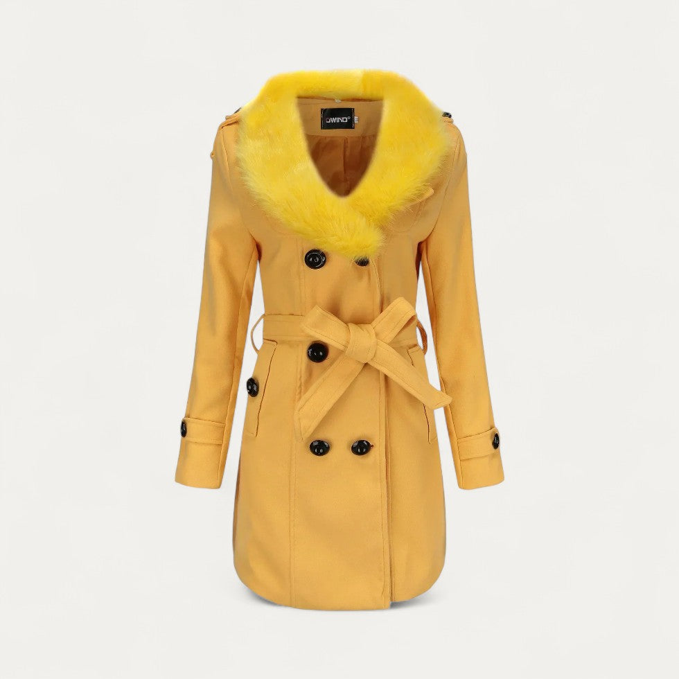 WW | Damen Wendewickeltrenchcoat mit Kunstfell
