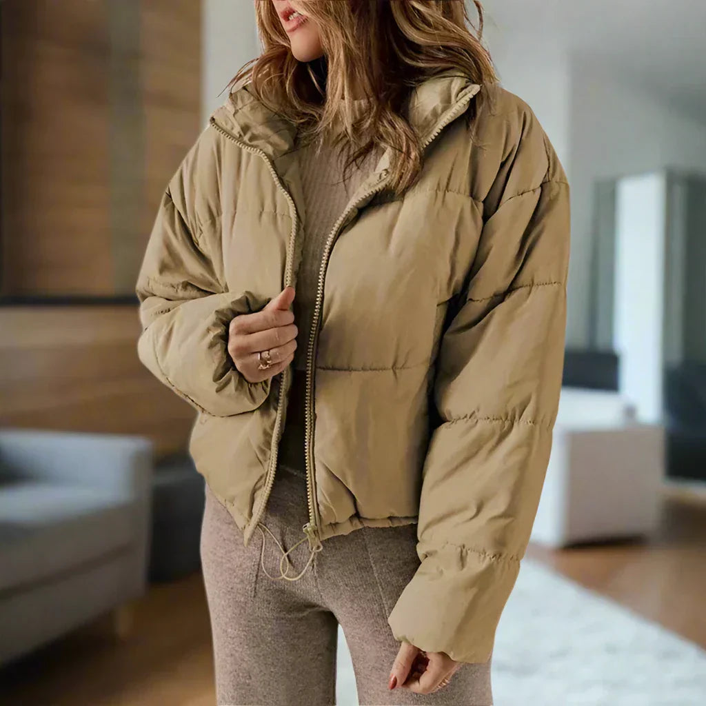 WW | Puffer Jacket Short Length High Collar Zipper Adjustable Fit