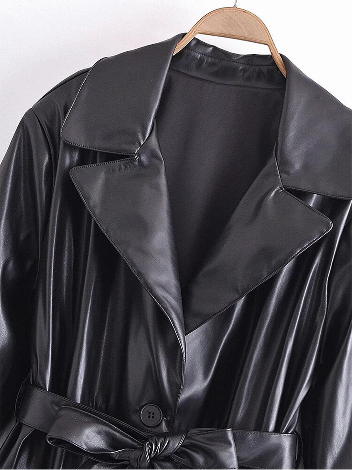WW | Damen Kunstleder Trenchcoat mit Modernem Design