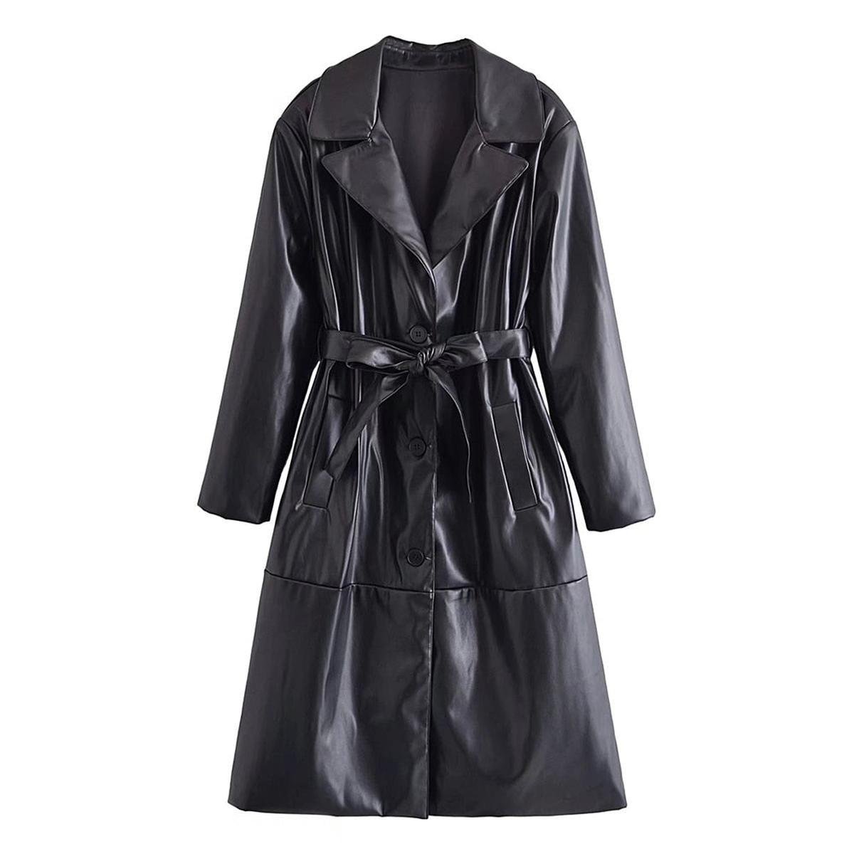 WW | Damen Kunstleder Trenchcoat mit Modernem Design