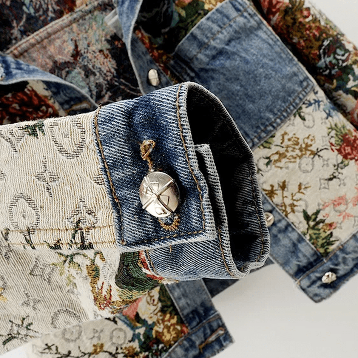 WW | Damen Handgemalte Florale Bio Baumwolle Denim Jacke