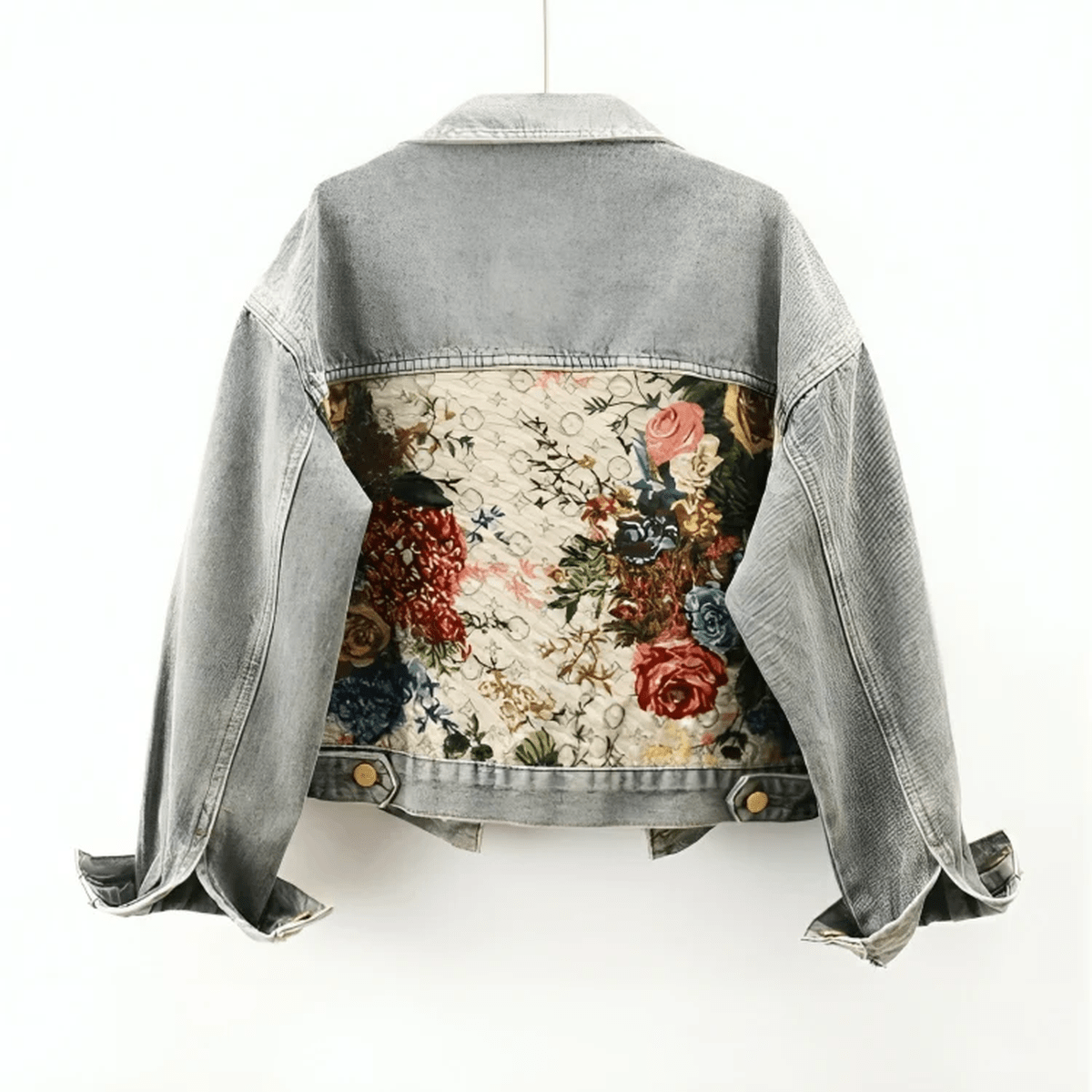 WW | Damen Handgemalte Florale Bio Baumwolle Denim Jacke