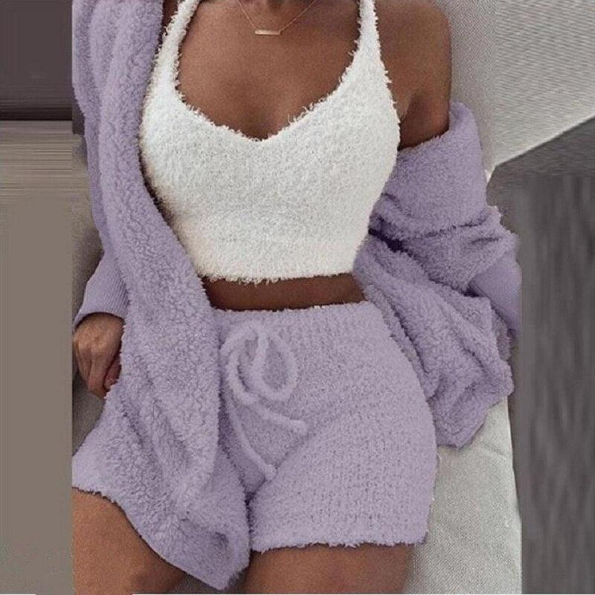 WW | Damen Strickfleece Drei Teiliges Satz