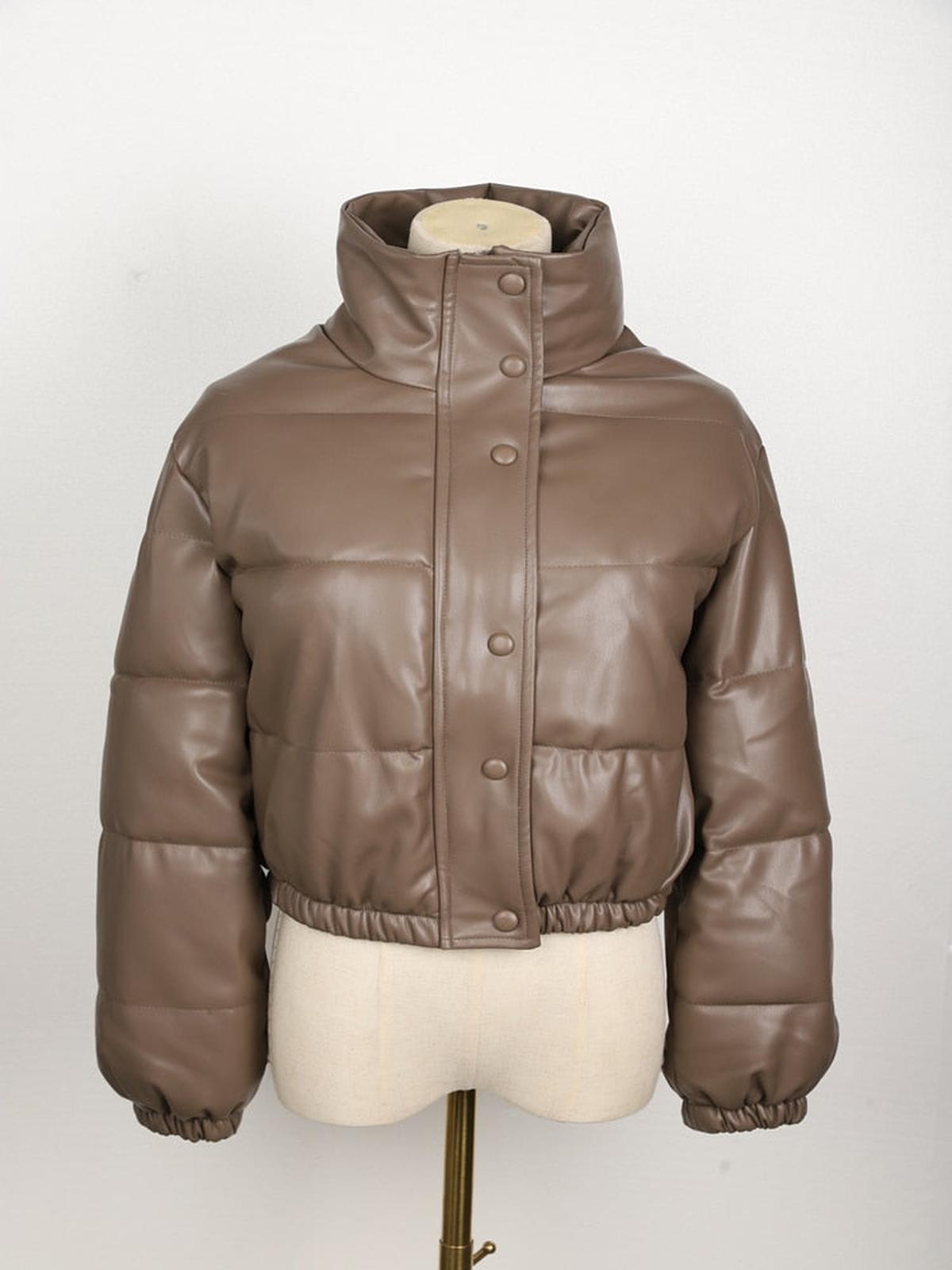 WW | Damen Leder Pufferjacke mit Taschen
