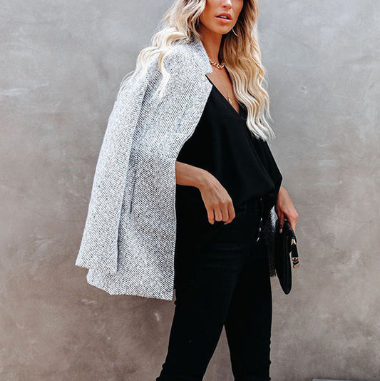 WW | Damen Hellgrauer Longline Mantel Lässiger Stil