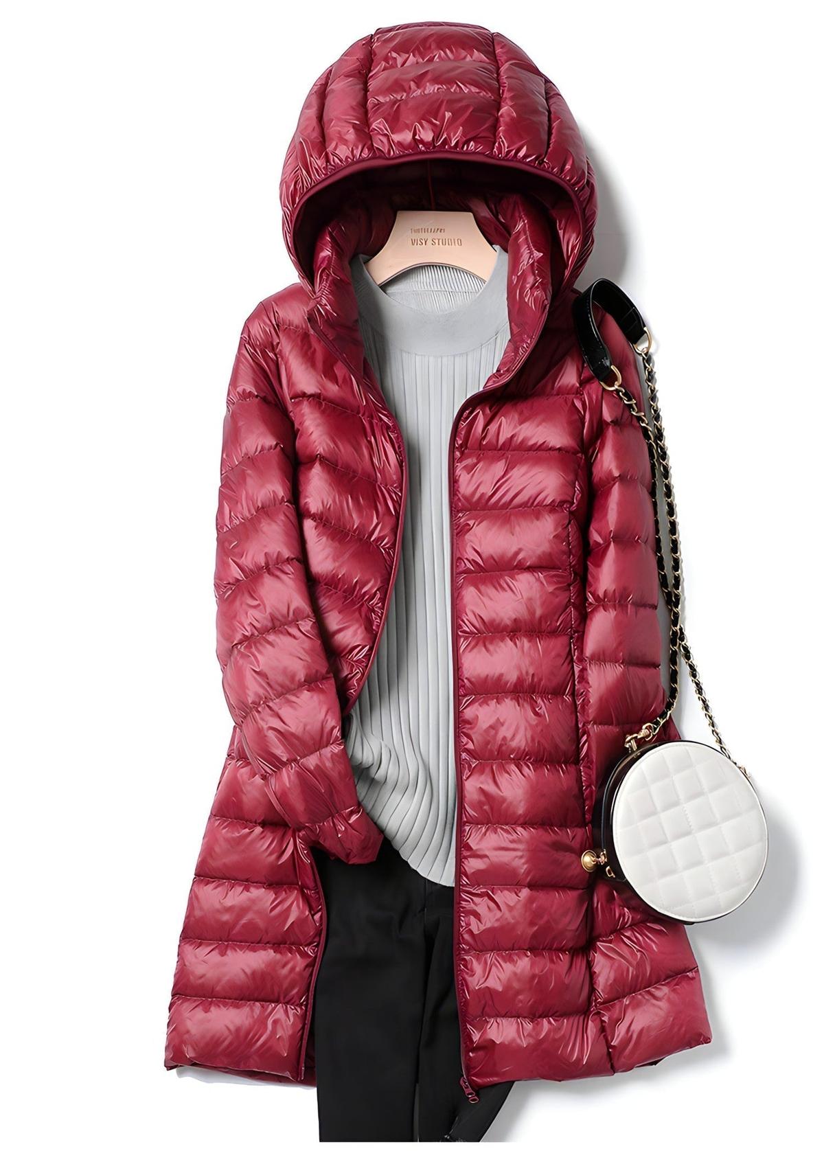 WW | Damen Lang Downjacke mit Abnehmbarer Kapuze