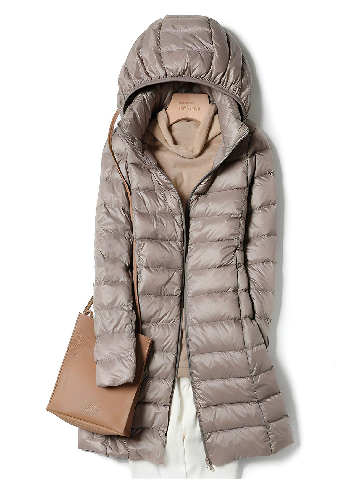 WW | Damen Lang Downjacke mit Abnehmbarer Kapuze