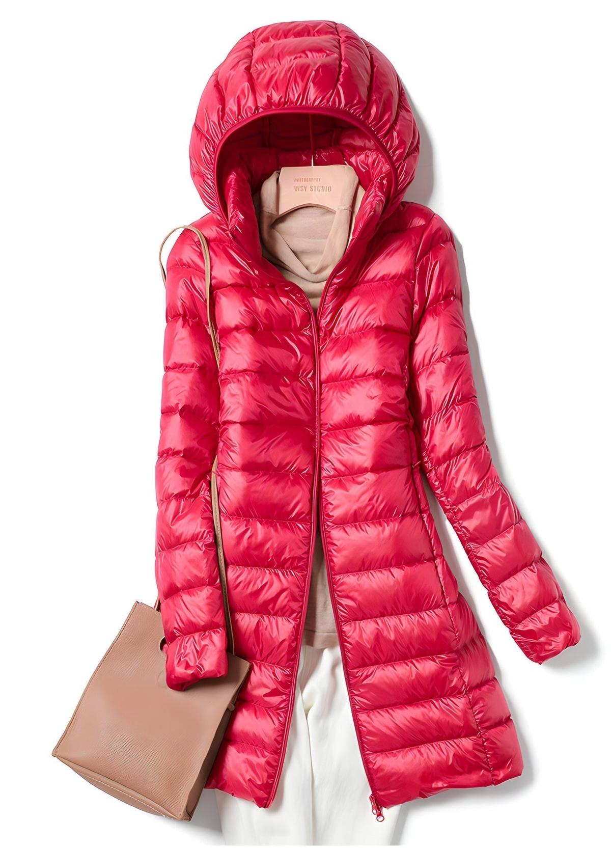 WW | Damen Lang Downjacke mit Abnehmbarer Kapuze
