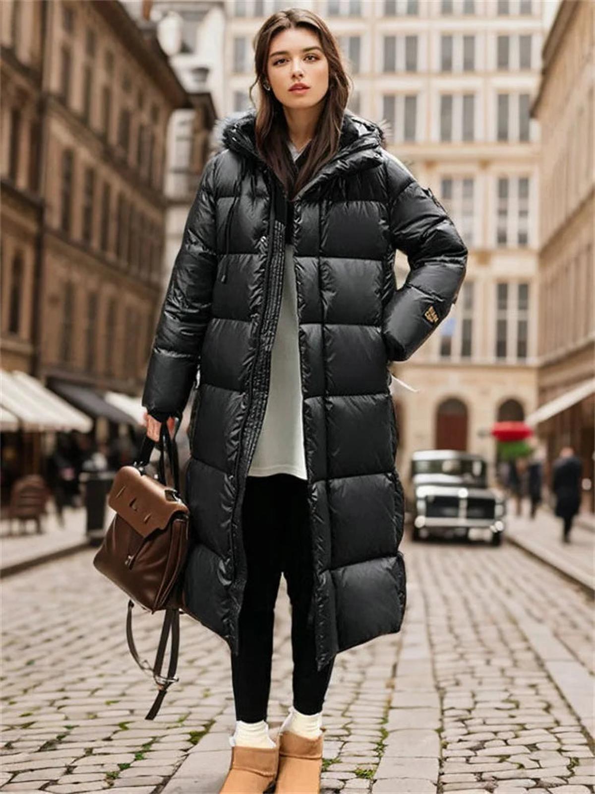 WW | Damen Lange Gep Padded Winterjacke