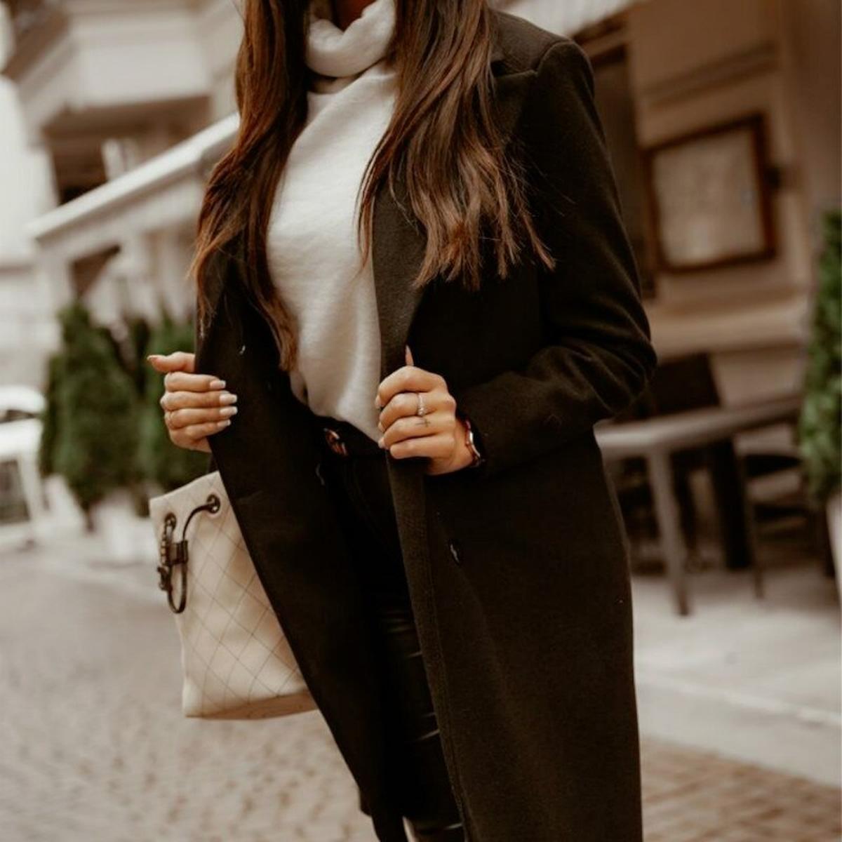WW | Damen Langer Frühlingsmantel mit Taschen