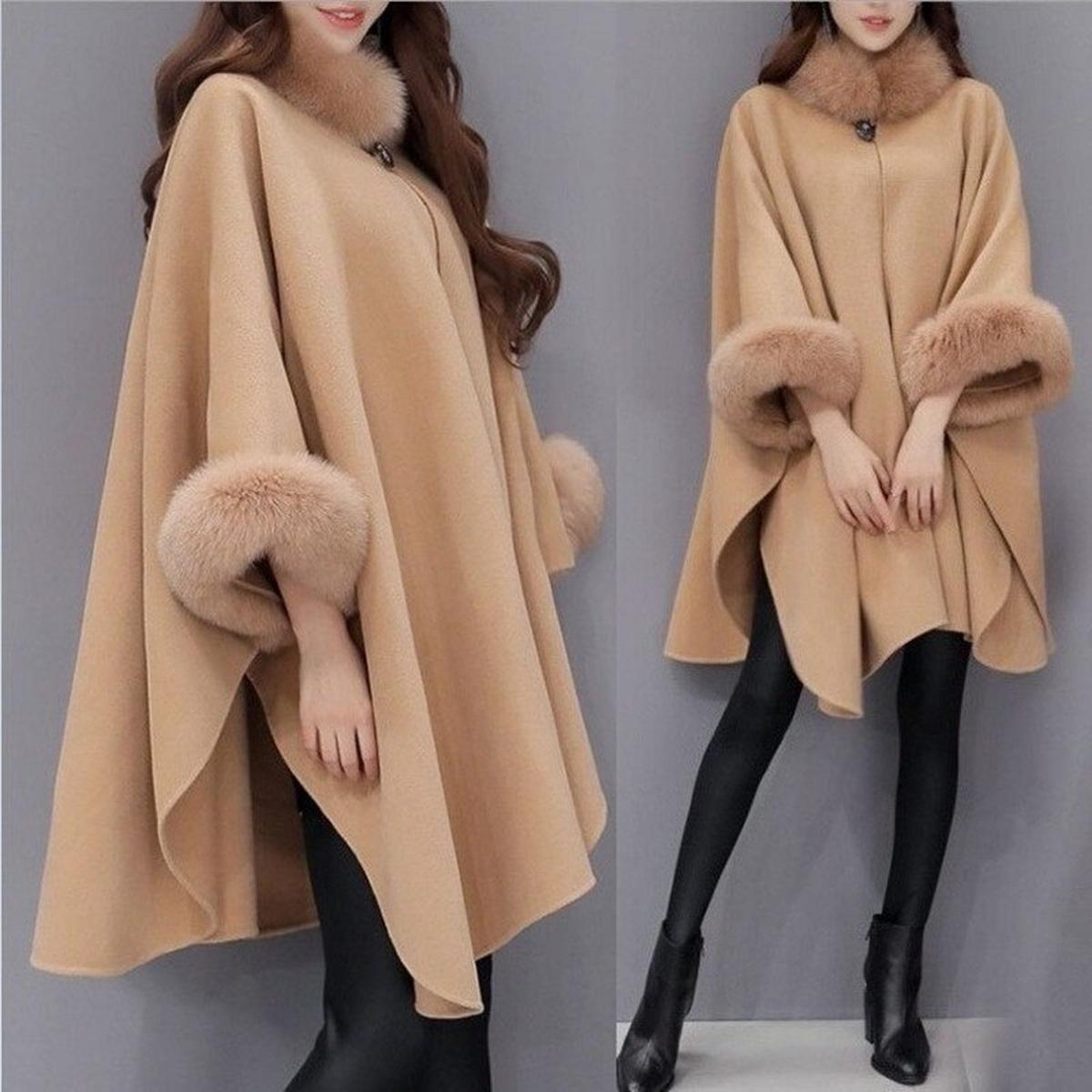 WW | Damen Luxus Cashmere Mantel mit Einzigartigem Design