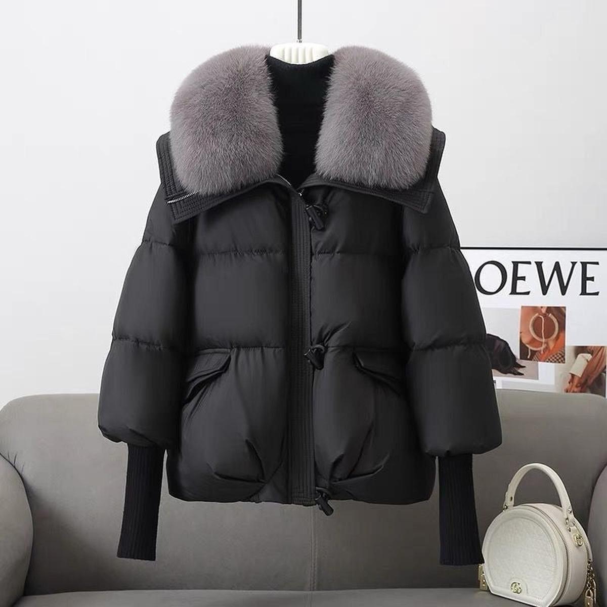 WW | Damen Übergröße Puffer Wintermantel mit Pelzkragen