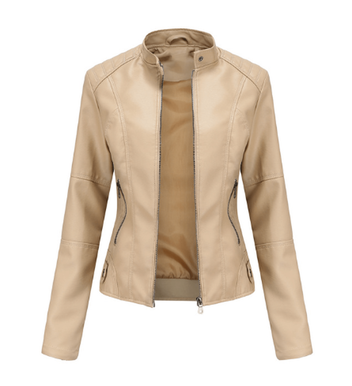 WW | Damen PU-Lederjacke mit Mao Kragen