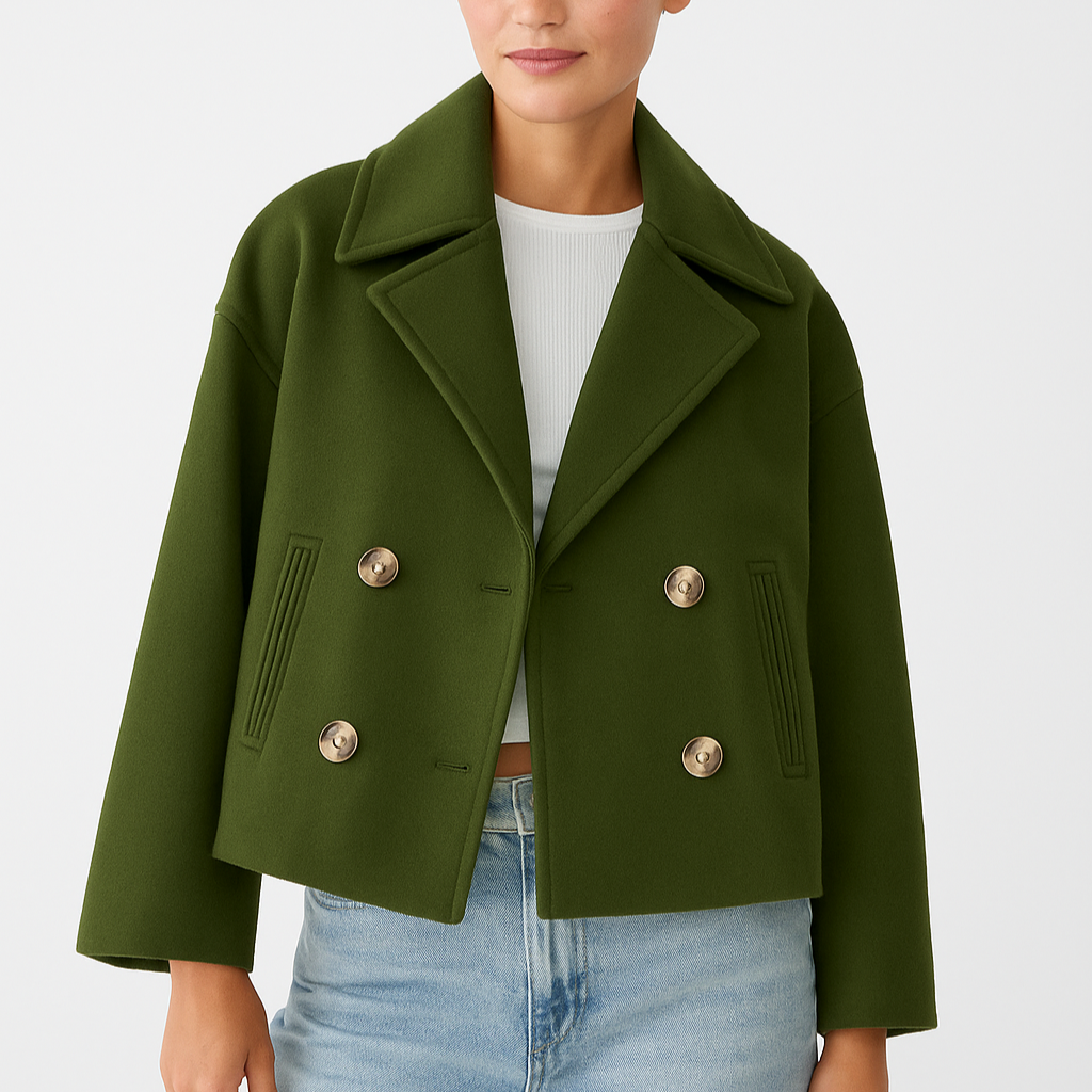 WW | Damen Kurz Gepolsterte Jacke Mit Breitem Revers