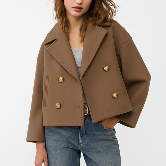 WW | Damen Kurz Gepolsterte Jacke Mit Breitem Revers