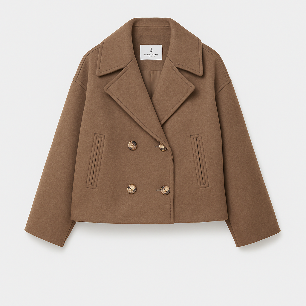 WW | Damen Kurz Gepolsterte Jacke Mit Breitem Revers