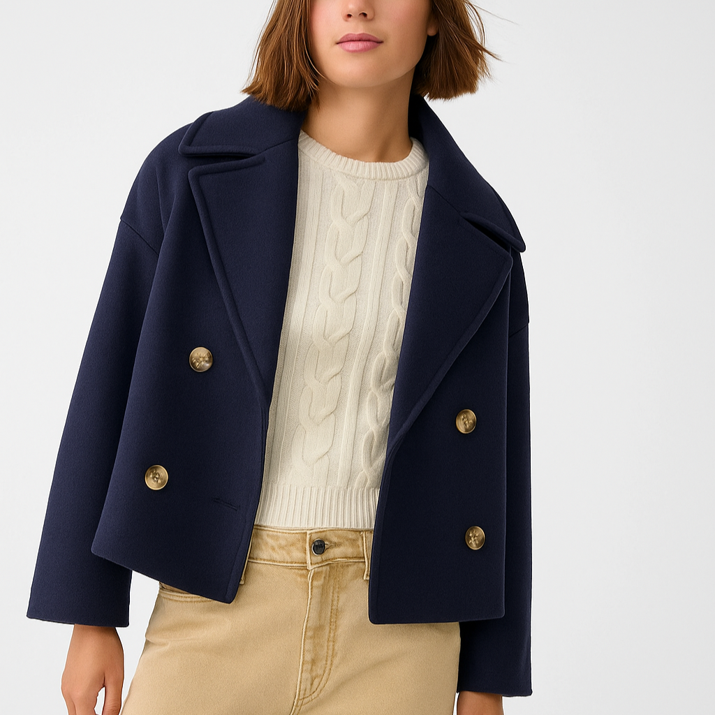 WW | Damen Kurz Gepolsterte Jacke Mit Breitem Revers