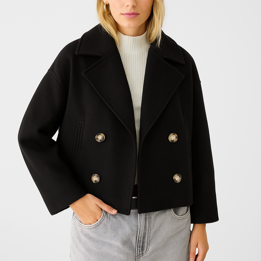 WW | Damen Kurz Gepolsterte Jacke Mit Breitem Revers