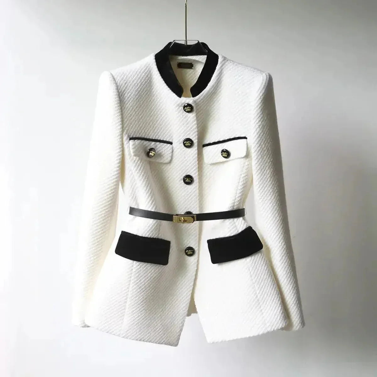 WW | Damen Maßgeschneiderter Wollmantel mit Gürtel