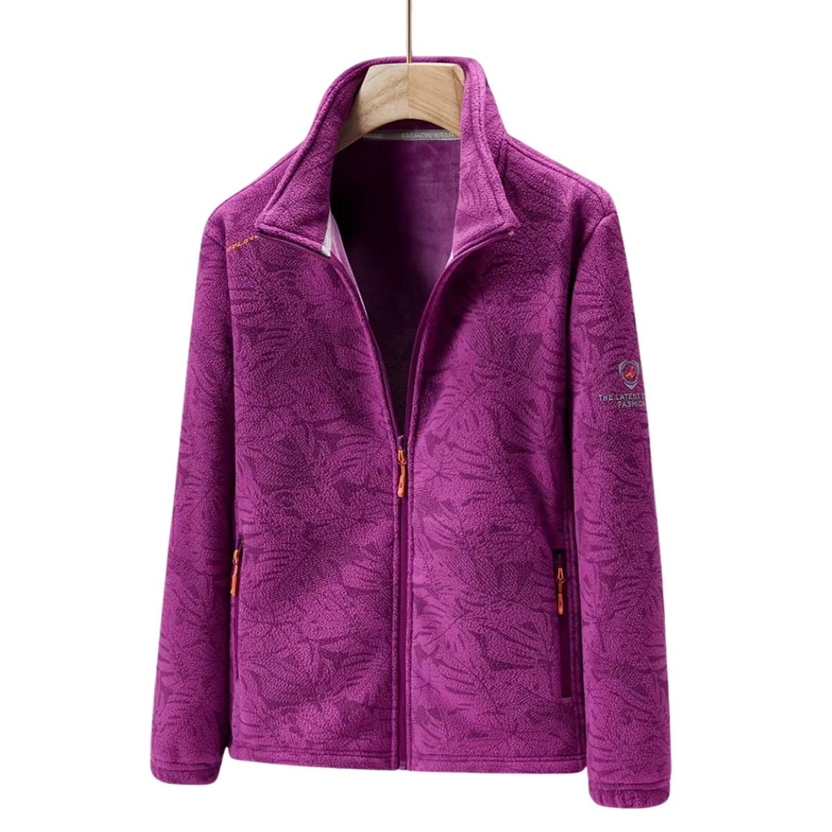 WW | Damen Winddichte Fleecejacke mit Botanischem Druck Für Herbst und Winter